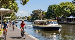 ferries bikes shaded pathways