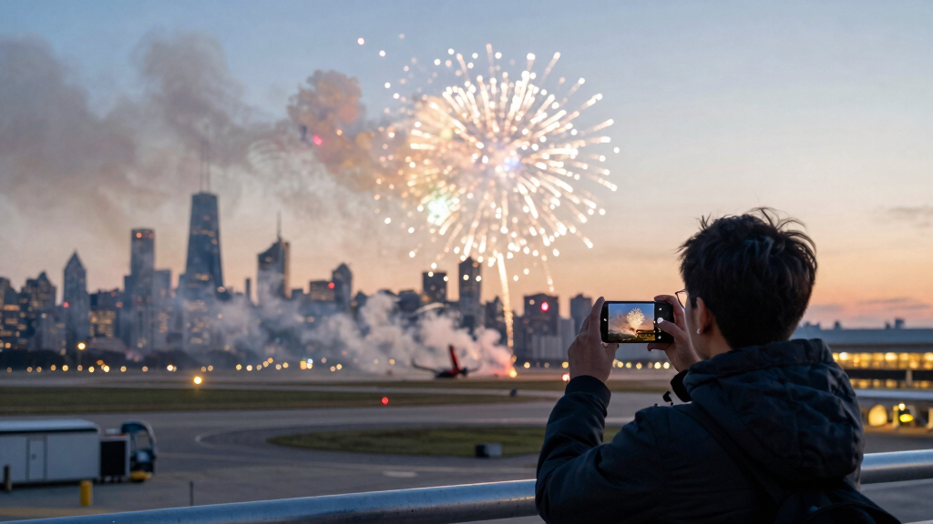Chicago Plane Fireworks Strike